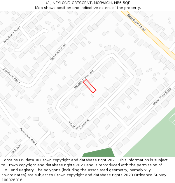 41, NEYLOND CRESCENT, NORWICH, NR6 5QE: Location map and indicative extent of plot