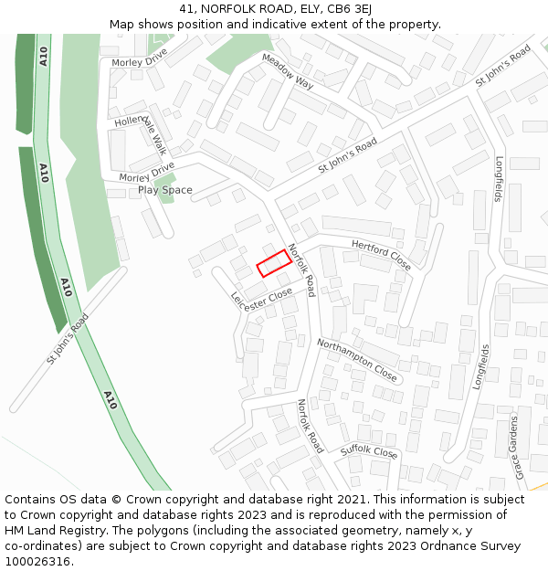 41, NORFOLK ROAD, ELY, CB6 3EJ: Location map and indicative extent of plot