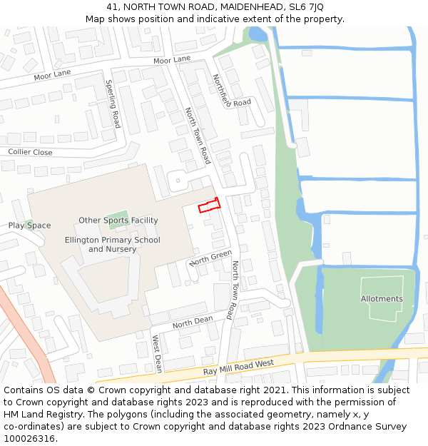 41, NORTH TOWN ROAD, MAIDENHEAD, SL6 7JQ: Location map and indicative extent of plot
