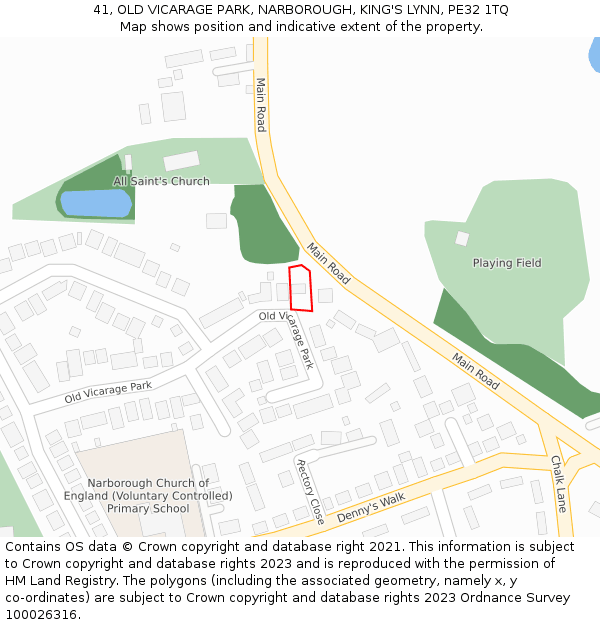 41, OLD VICARAGE PARK, NARBOROUGH, KING'S LYNN, PE32 1TQ: Location map and indicative extent of plot