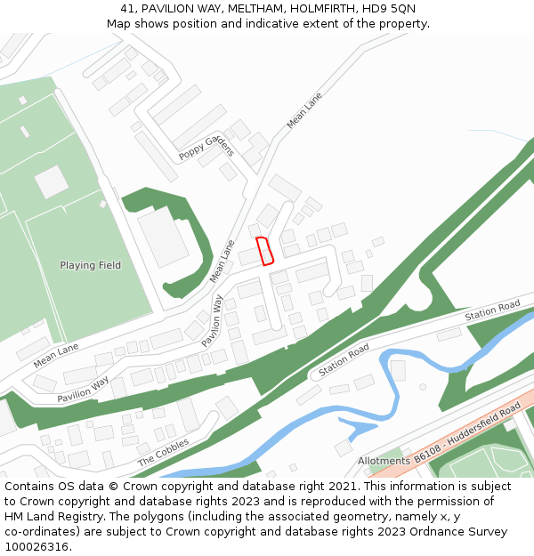 41, PAVILION WAY, MELTHAM, HOLMFIRTH, HD9 5QN: Location map and indicative extent of plot