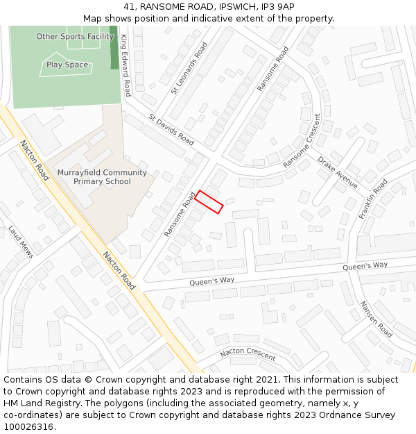 41, RANSOME ROAD, IPSWICH, IP3 9AP: Location map and indicative extent of plot