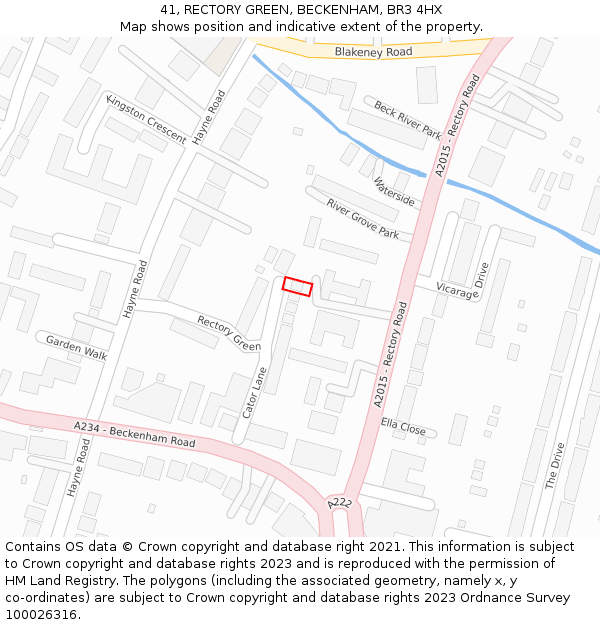 41, RECTORY GREEN, BECKENHAM, BR3 4HX: Location map and indicative extent of plot