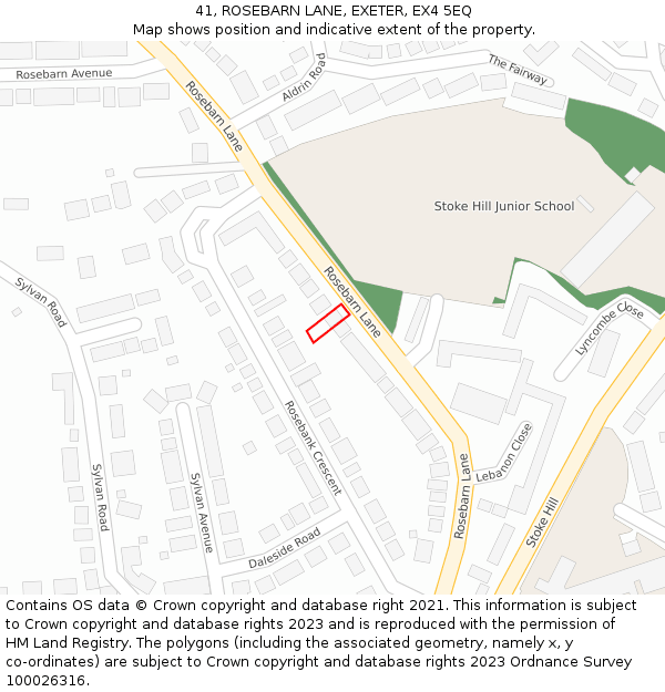 41, ROSEBARN LANE, EXETER, EX4 5EQ: Location map and indicative extent of plot