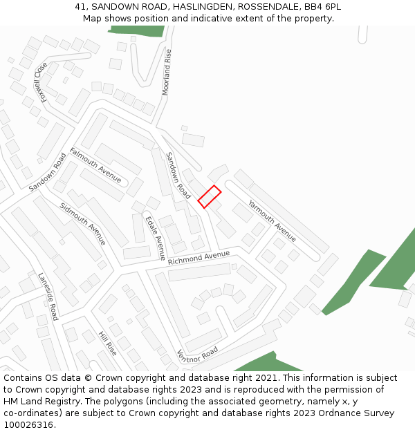 41, SANDOWN ROAD, HASLINGDEN, ROSSENDALE, BB4 6PL: Location map and indicative extent of plot