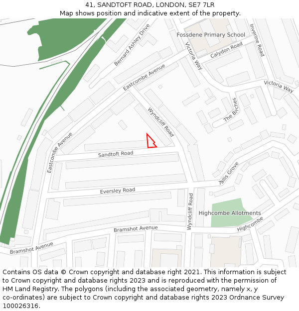 41, SANDTOFT ROAD, LONDON, SE7 7LR: Location map and indicative extent of plot
