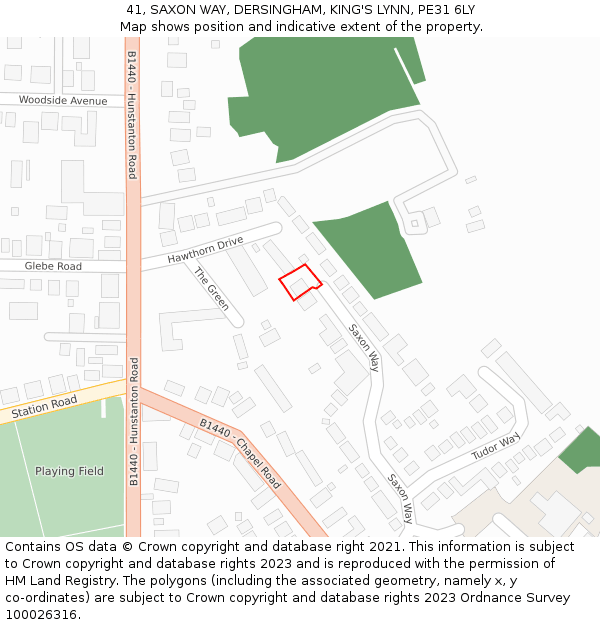 41, SAXON WAY, DERSINGHAM, KING'S LYNN, PE31 6LY: Location map and indicative extent of plot