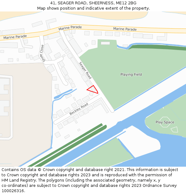 41, SEAGER ROAD, SHEERNESS, ME12 2BG: Location map and indicative extent of plot