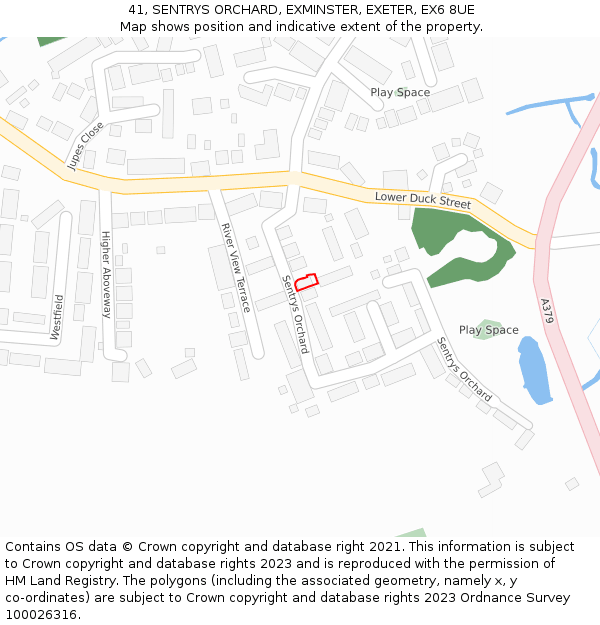 41, SENTRYS ORCHARD, EXMINSTER, EXETER, EX6 8UE: Location map and indicative extent of plot