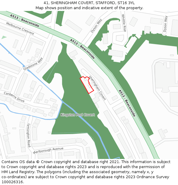 41, SHERINGHAM COVERT, STAFFORD, ST16 3YL: Location map and indicative extent of plot