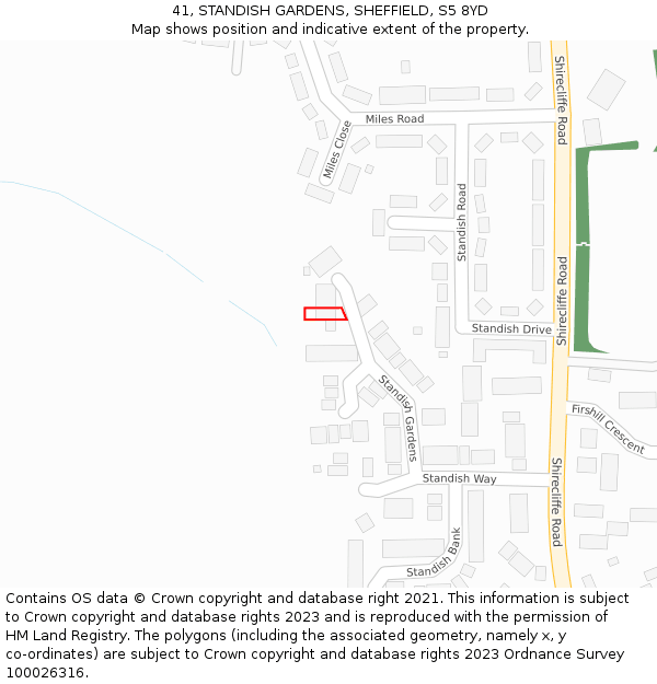 41, STANDISH GARDENS, SHEFFIELD, S5 8YD: Location map and indicative extent of plot