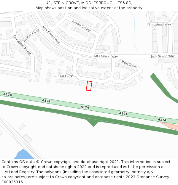 41, STEIN GROVE, MIDDLESBROUGH, TS5 8DJ: Location map and indicative extent of plot