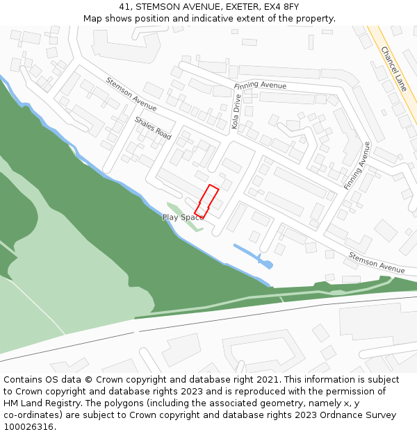 41, STEMSON AVENUE, EXETER, EX4 8FY: Location map and indicative extent of plot