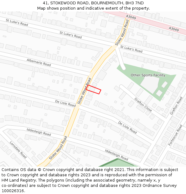 41, STOKEWOOD ROAD, BOURNEMOUTH, BH3 7ND: Location map and indicative extent of plot