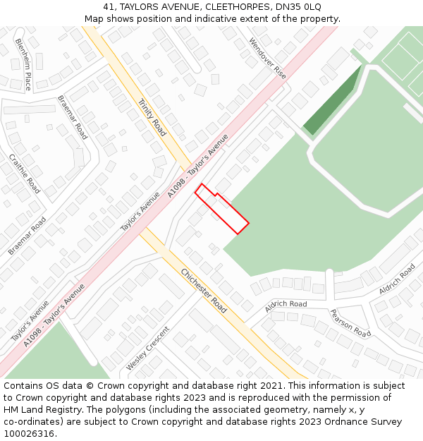 41, TAYLORS AVENUE, CLEETHORPES, DN35 0LQ: Location map and indicative extent of plot