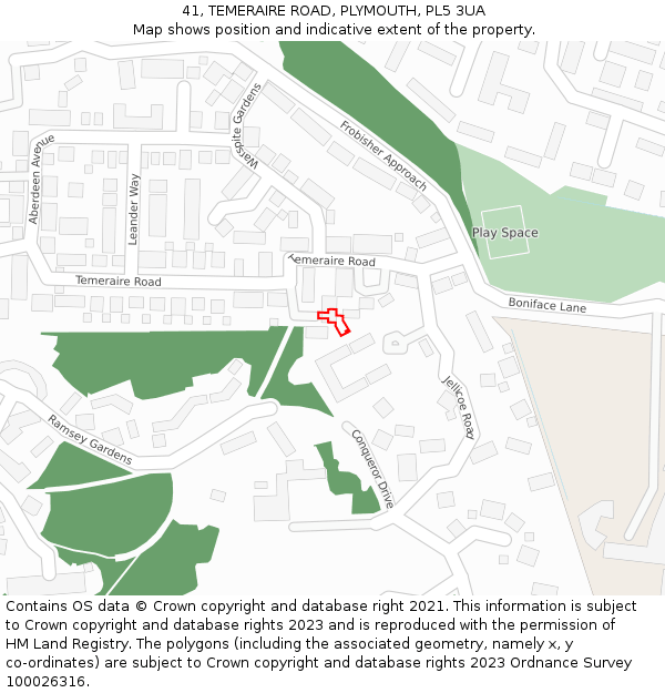 41, TEMERAIRE ROAD, PLYMOUTH, PL5 3UA: Location map and indicative extent of plot