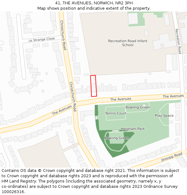 41, THE AVENUES, NORWICH, NR2 3PH: Location map and indicative extent of plot
