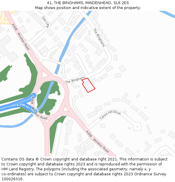 41, THE BINGHAMS, MAIDENHEAD, SL6 2ES: Location map and indicative extent of plot
