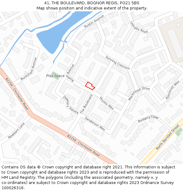 41, THE BOULEVARD, BOGNOR REGIS, PO21 5BS: Location map and indicative extent of plot