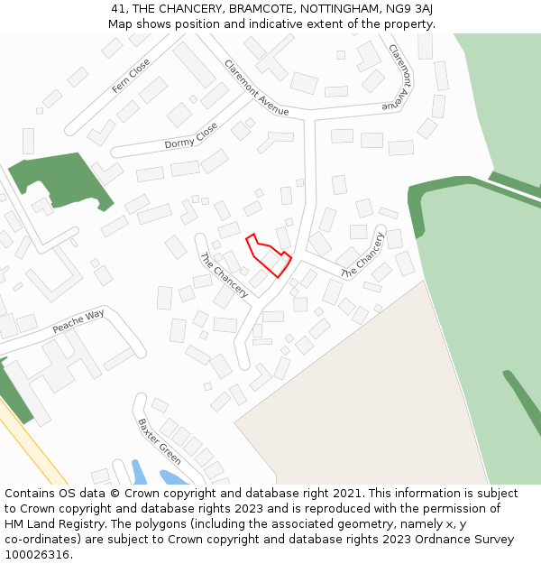 41, THE CHANCERY, BRAMCOTE, NOTTINGHAM, NG9 3AJ: Location map and indicative extent of plot