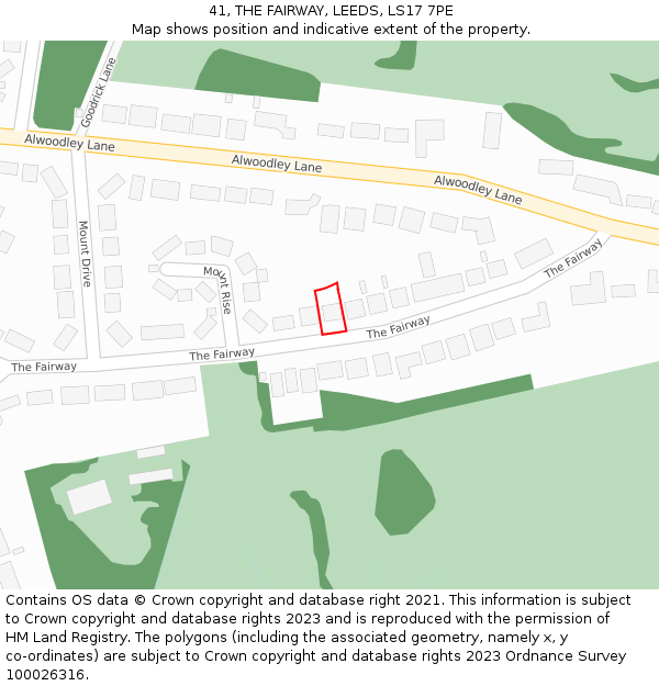41, THE FAIRWAY, LEEDS, LS17 7PE: Location map and indicative extent of plot