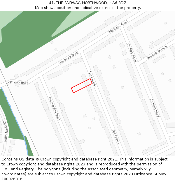 41, THE FAIRWAY, NORTHWOOD, HA6 3DZ: Location map and indicative extent of plot