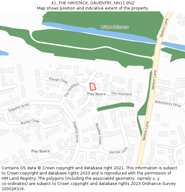 41, THE HAYSTACK, DAVENTRY, NN11 0NZ: Location map and indicative extent of plot
