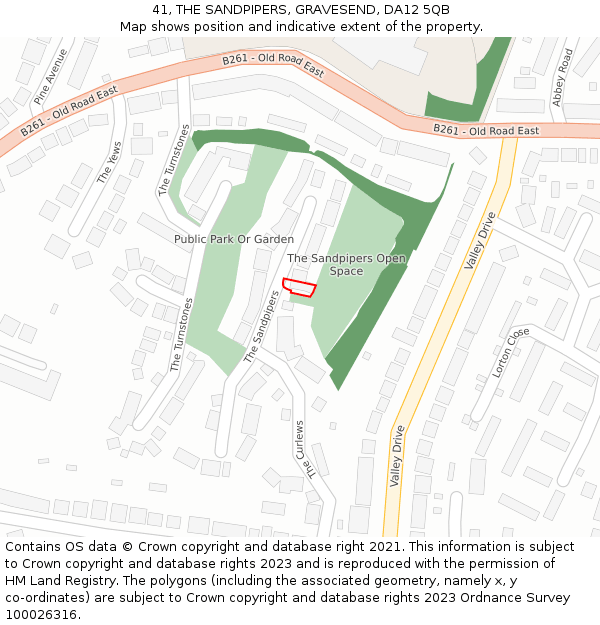 41, THE SANDPIPERS, GRAVESEND, DA12 5QB: Location map and indicative extent of plot