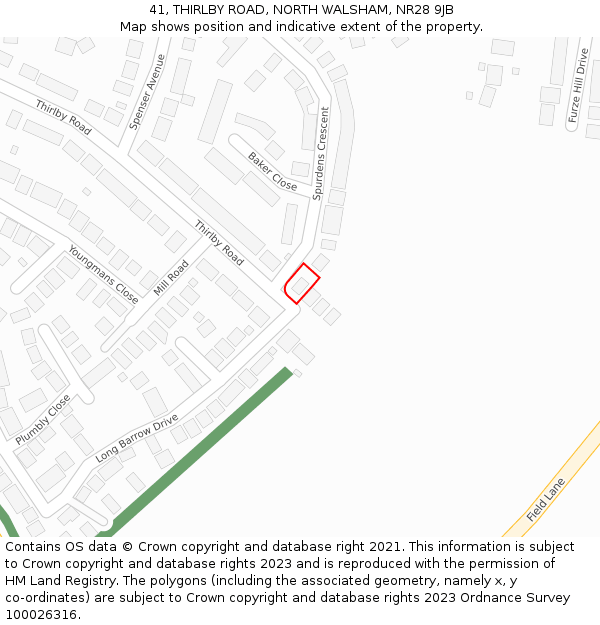 41, THIRLBY ROAD, NORTH WALSHAM, NR28 9JB: Location map and indicative extent of plot