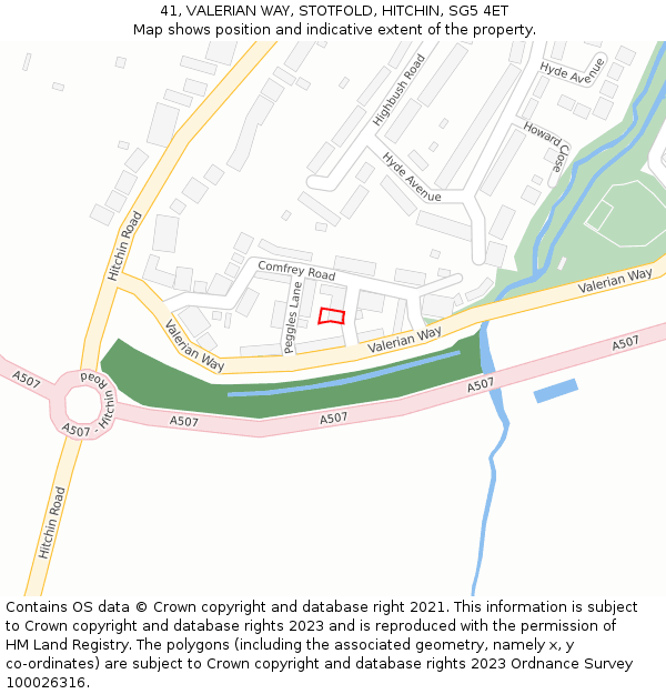 41, VALERIAN WAY, STOTFOLD, HITCHIN, SG5 4ET: Location map and indicative extent of plot