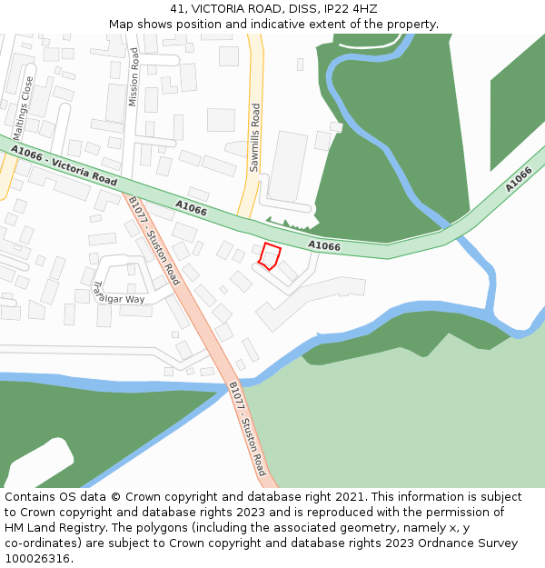 41, VICTORIA ROAD, DISS, IP22 4HZ: Location map and indicative extent of plot