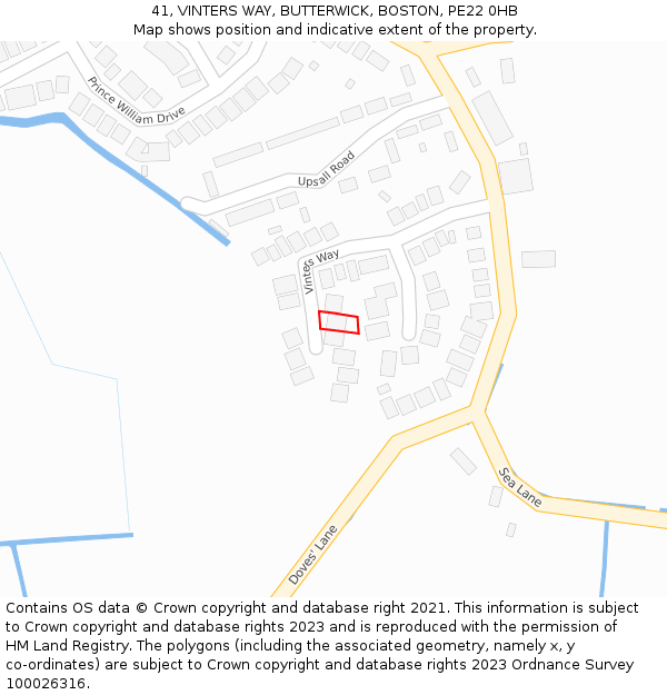 41, VINTERS WAY, BUTTERWICK, BOSTON, PE22 0HB: Location map and indicative extent of plot