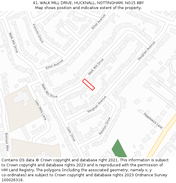41, WALK MILL DRIVE, HUCKNALL, NOTTINGHAM, NG15 8BY: Location map and indicative extent of plot