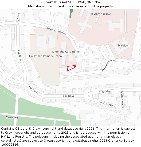 41, WAYFIELD AVENUE, HOVE, BN3 7LW: Location map and indicative extent of plot