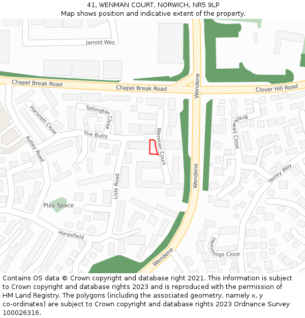 41, WENMAN COURT, NORWICH, NR5 9LP: Location map and indicative extent of plot