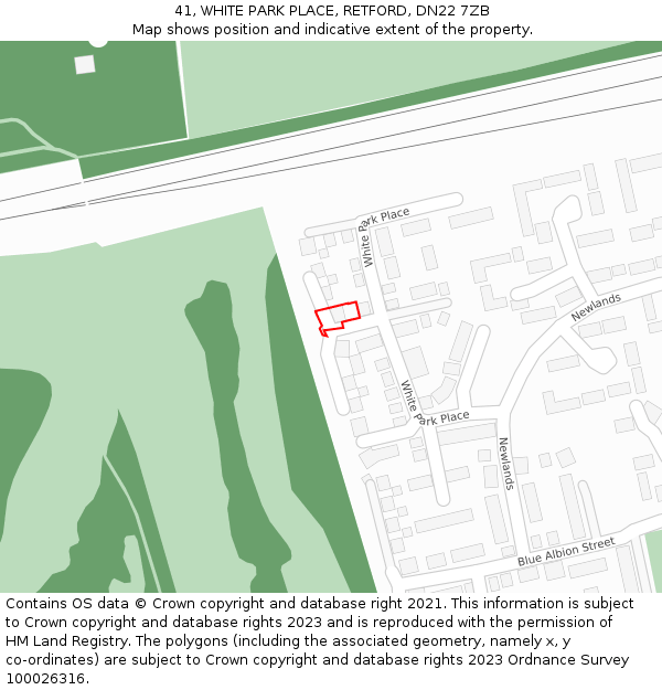 41, WHITE PARK PLACE, RETFORD, DN22 7ZB: Location map and indicative extent of plot
