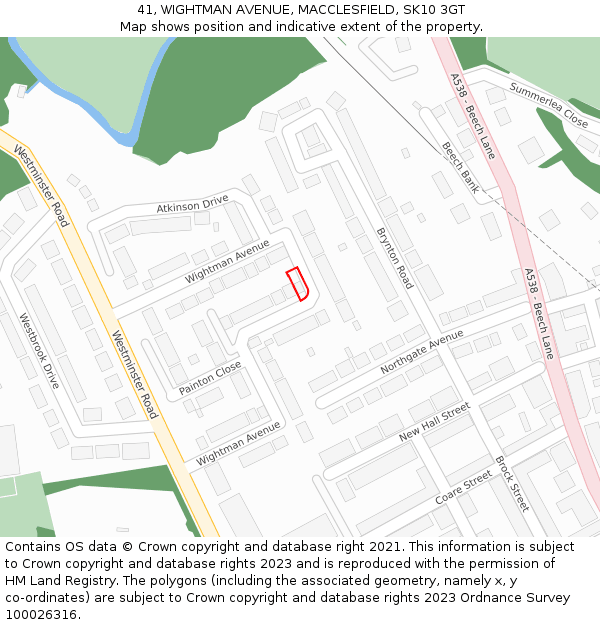 41, WIGHTMAN AVENUE, MACCLESFIELD, SK10 3GT: Location map and indicative extent of plot