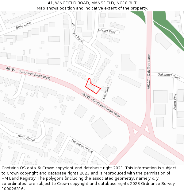 41, WINGFIELD ROAD, MANSFIELD, NG18 3HT: Location map and indicative extent of plot