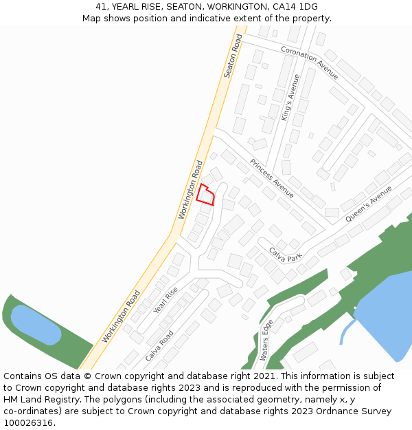 41, YEARL RISE, SEATON, WORKINGTON, CA14 1DG: Location map and indicative extent of plot