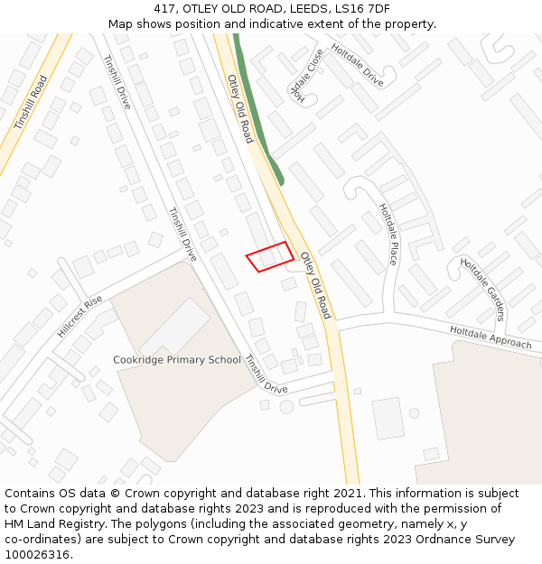 417, OTLEY OLD ROAD, LEEDS, LS16 7DF: Location map and indicative extent of plot