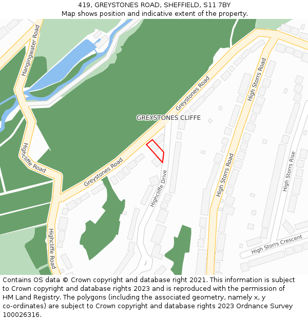 419, GREYSTONES ROAD, SHEFFIELD, S11 7BY: Location map and indicative extent of plot