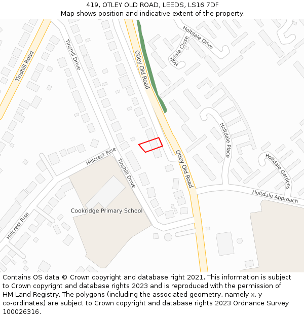 419, OTLEY OLD ROAD, LEEDS, LS16 7DF: Location map and indicative extent of plot