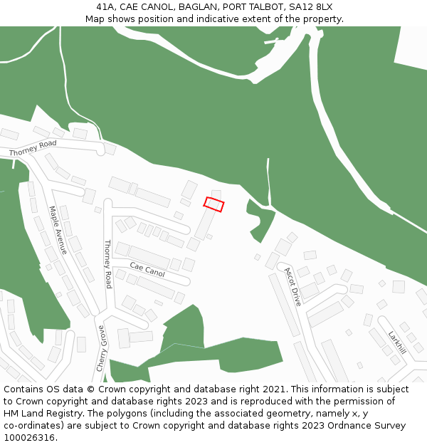 41A, CAE CANOL, BAGLAN, PORT TALBOT, SA12 8LX: Location map and indicative extent of plot