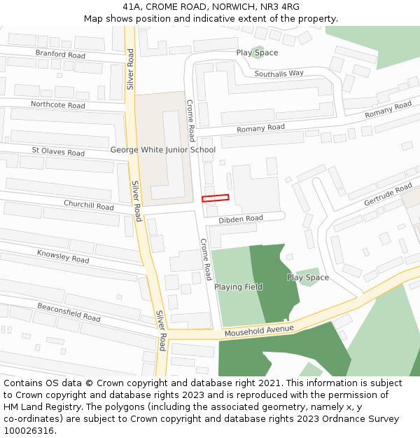 41A, CROME ROAD, NORWICH, NR3 4RG: Location map and indicative extent of plot