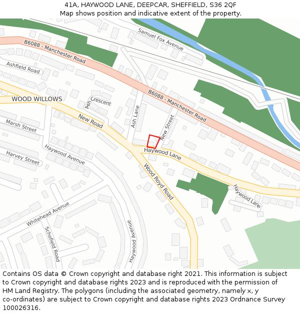41A, HAYWOOD LANE, DEEPCAR, SHEFFIELD, S36 2QF: Location map and indicative extent of plot
