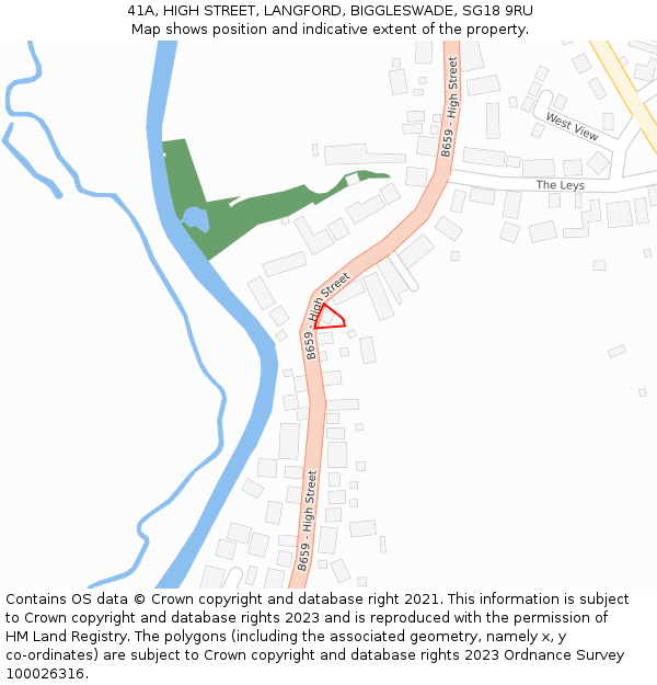 41A, HIGH STREET, LANGFORD, BIGGLESWADE, SG18 9RU: Location map and indicative extent of plot