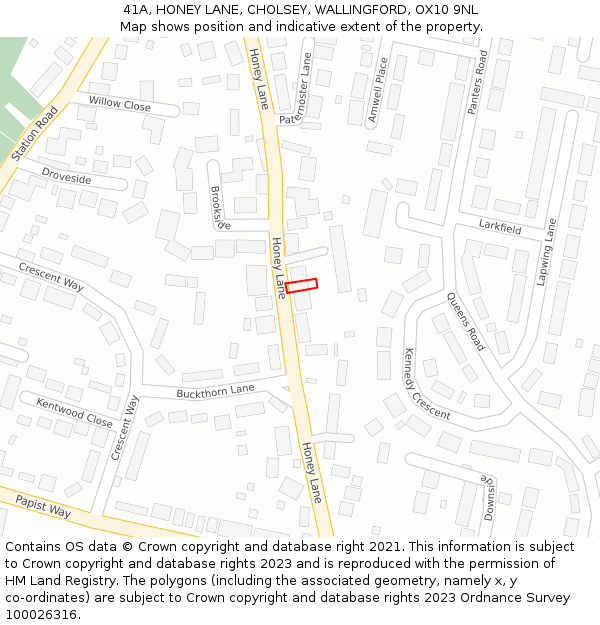 41A, HONEY LANE, CHOLSEY, WALLINGFORD, OX10 9NL: Location map and indicative extent of plot