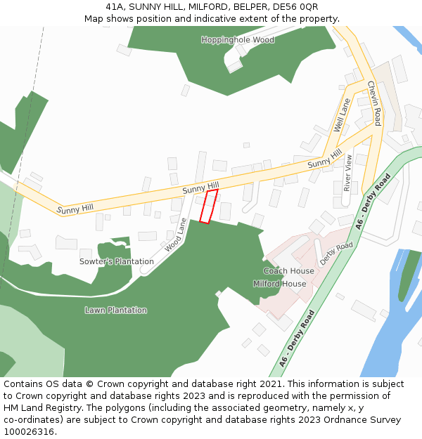 41A, SUNNY HILL, MILFORD, BELPER, DE56 0QR: Location map and indicative extent of plot
