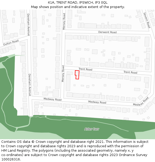 41A, TRENT ROAD, IPSWICH, IP3 0QL: Location map and indicative extent of plot
