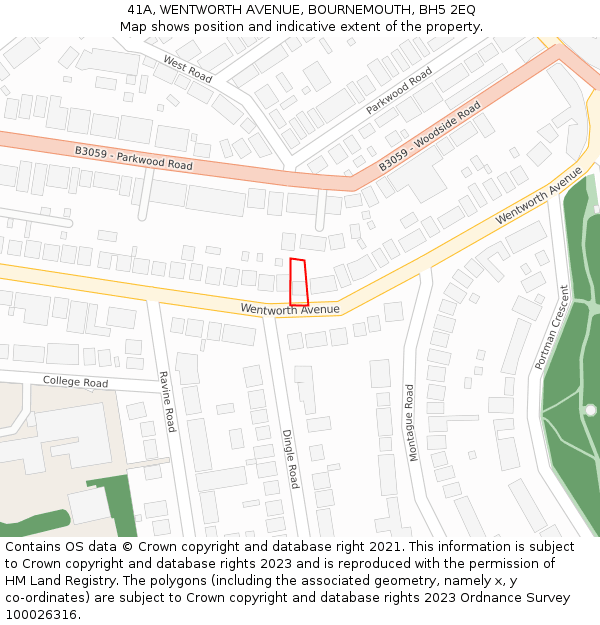 41A, WENTWORTH AVENUE, BOURNEMOUTH, BH5 2EQ: Location map and indicative extent of plot